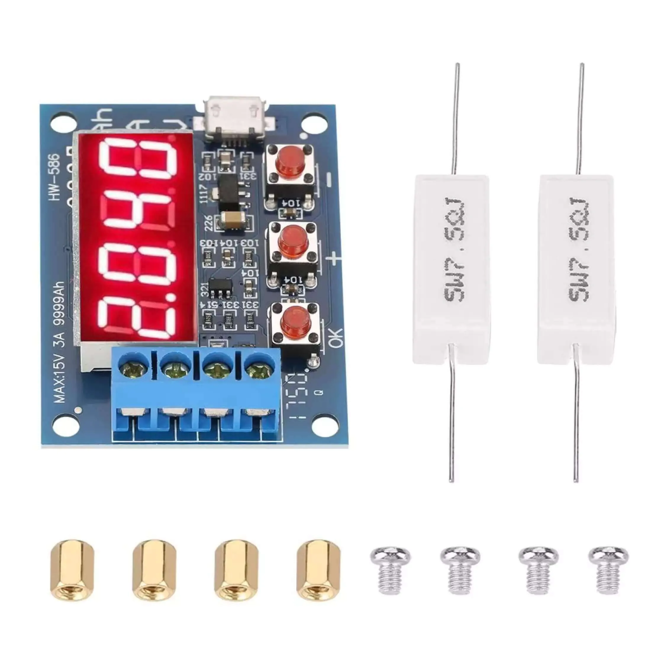 HW586 Battery Capacity Tester module. HW-586 tester circuit for 18650 Lithium ion Battery 3