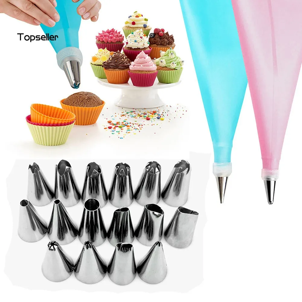 12 Pis Cake Decorating Set Frosting Icing Piping Bag Tips With Steel Nozzles Stainless Steel 12 Pieces Cake Decorating Tools Cake Decoration Tools 1