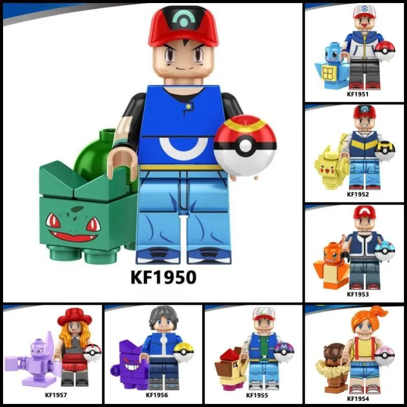 Lego Pokemon Trainer Figures Building Blocks DIY Assembly Cartoon Educational Toy 2