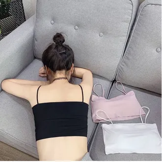 Bra Ice Silk Slim Strap Padded Bra Stylish Bra Comfortable Bra Women'S Underwear Fashion Sexy Bras For Women Push Up Lingerie Ice Silk Seamless Word Sling Female Tube Top - Bra For Girls - Bra 4