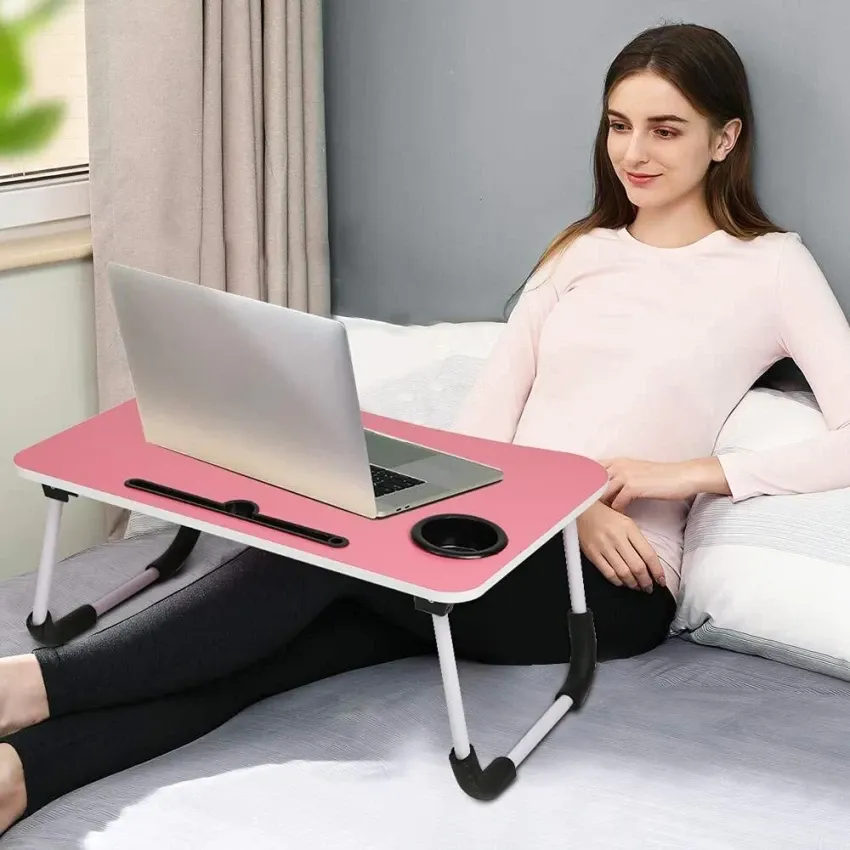 Foldable Laptop Table-Pink For Reading, Writing, Eating, On Bed 2