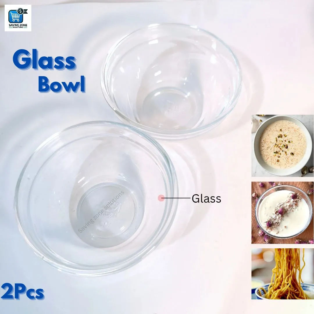 2Pcs Round Glass Bowl Set Elegant Transparent Bowls for Serving Salads Snacks Desserts 1