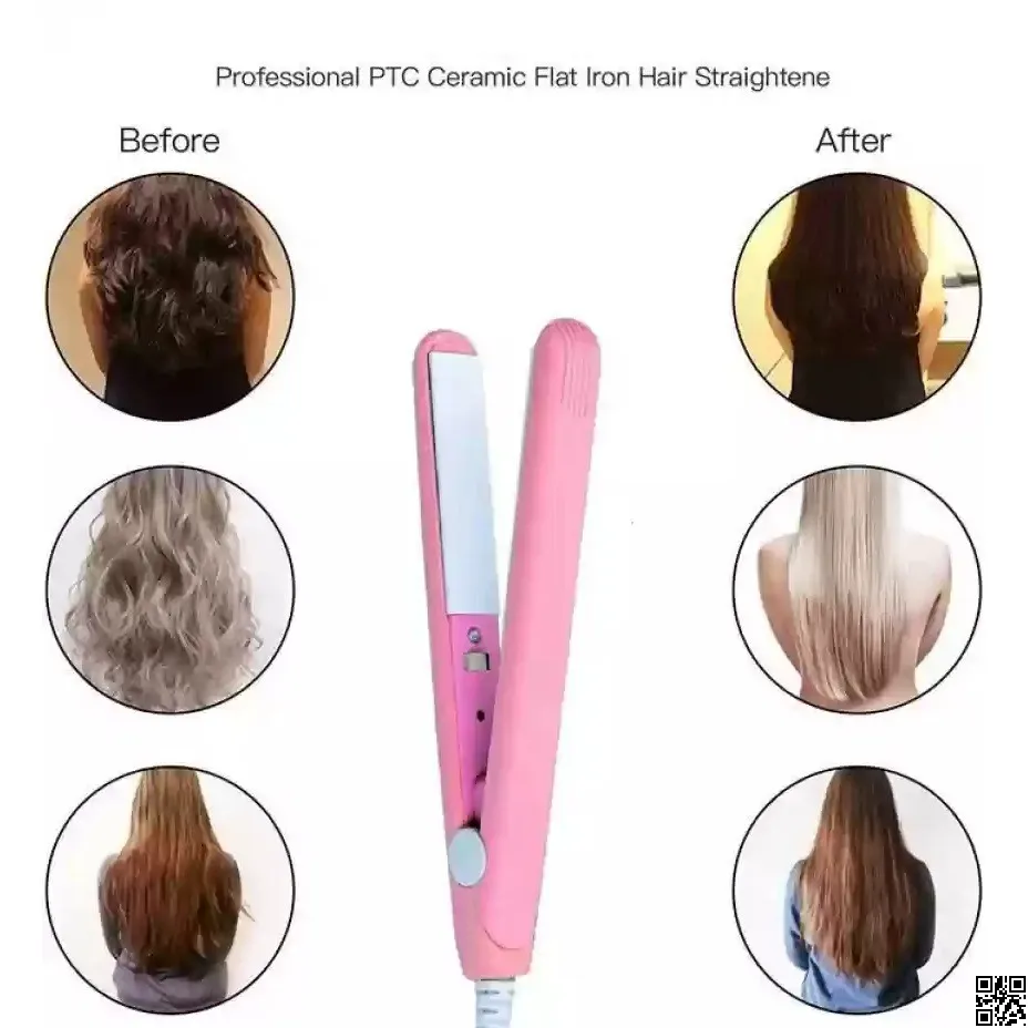 Portable Mini Hair Curl Straightener Flat Iron Perm Splint Ceramic Travel 5