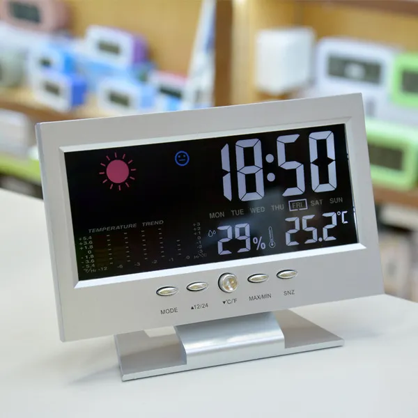 large-screen weather clock color screen display temperature and humidity home  alarm clock 4