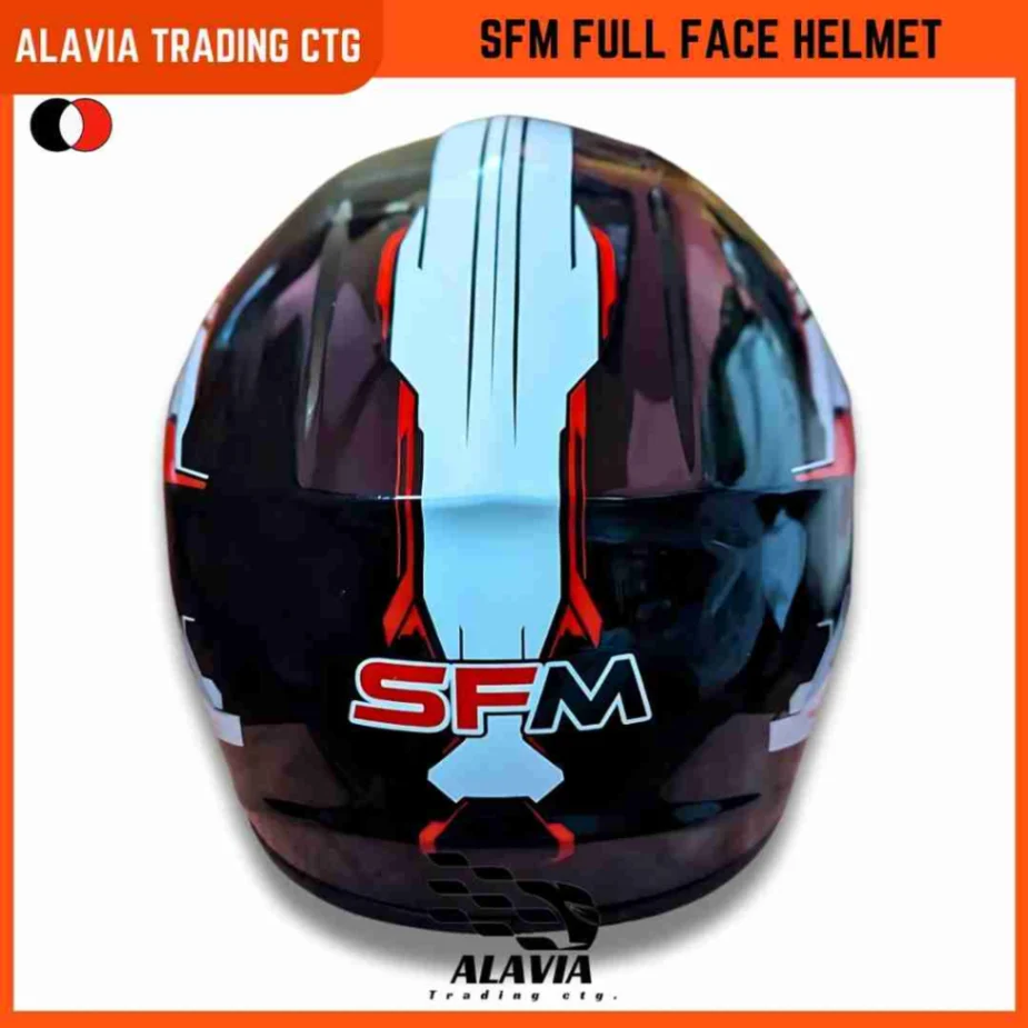 SFM High Speed Full Face Black & Red-White Graphics Unisex Motorcycle Helmet 5