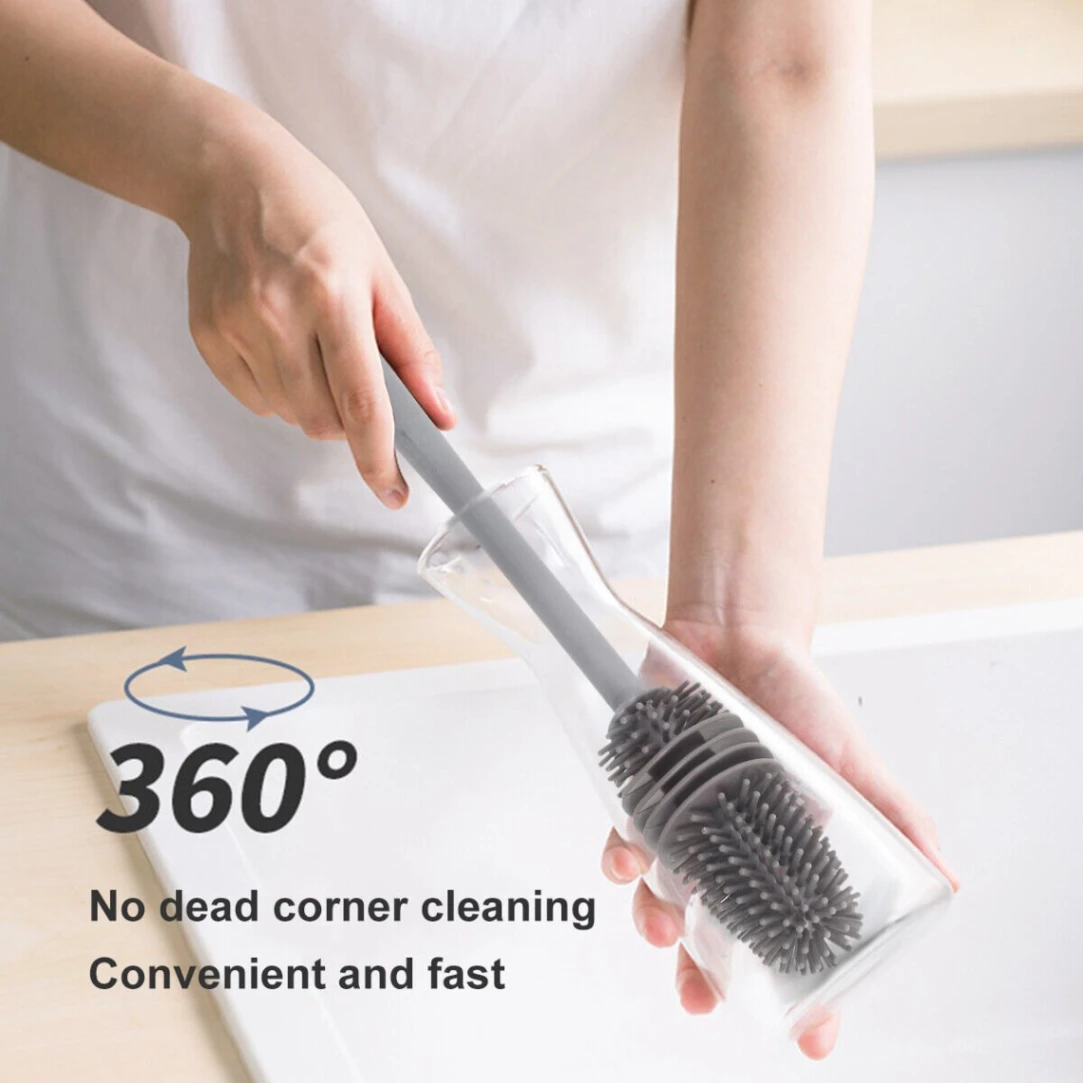 Silicone Bottle Cleaning Brush Bottle Cleaner for Washing Baby Bottles Handle Brush 6