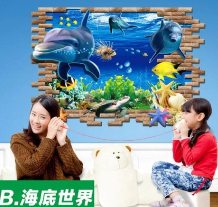Cartoon 3D Wall Stickers Home Living Room Floor Stickers Children&#x27;s Bathroom Waterproof Decorative Wallpaper 4