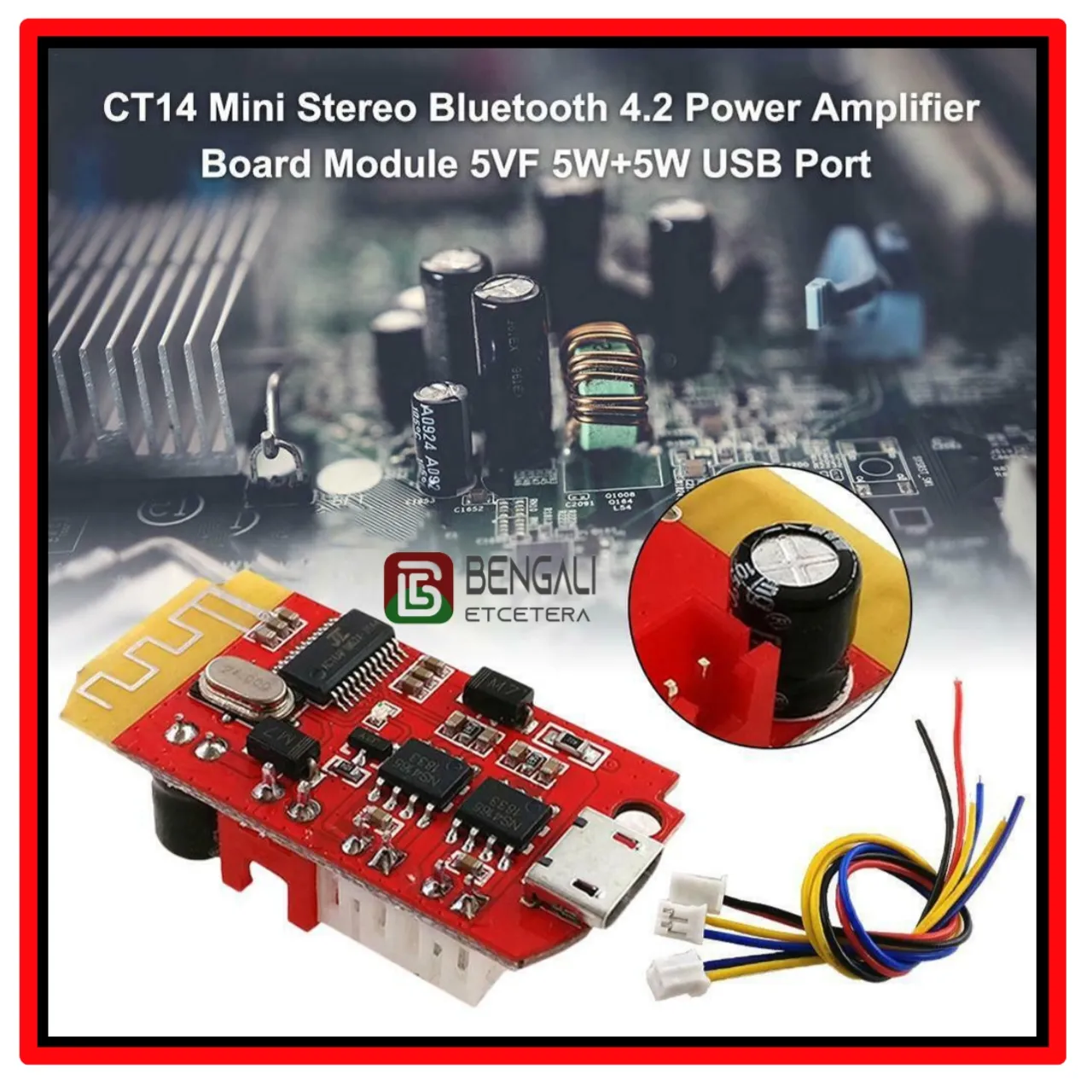 Image of CT14 Micro 4.2 Stereo Bluetooth Power Amplifier Board Module 5VF 5W+5W Mini with Charging Port for Refitting Idle Sound Box