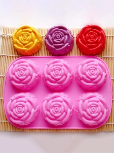 Soap Silicone Rose Design Mold (6 Cavity 2