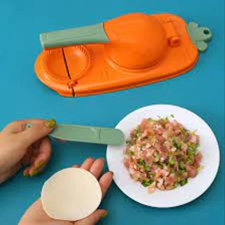 2-in-1 Dumpling Maker Pitha Maker,Dumpling and Pitha Maker Dough Pressing Mold - Orange and Blue 5