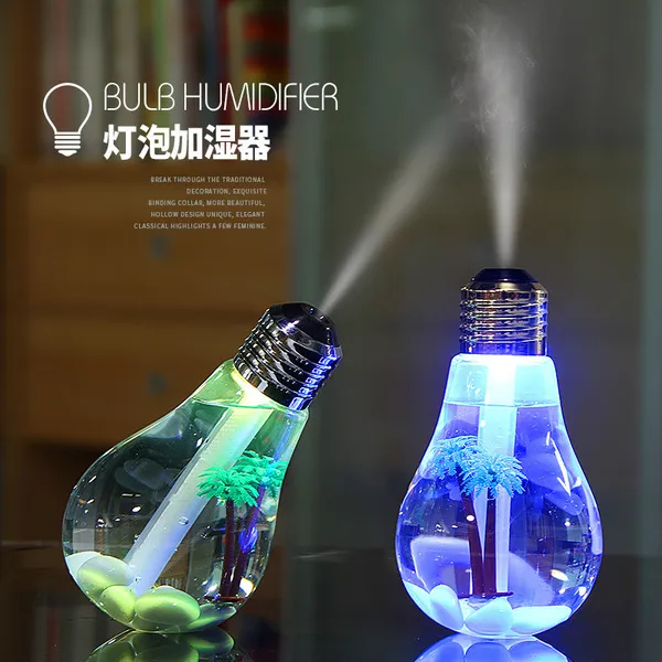 Bulb  Humidifier Lamp Shade Decorative Lights Diffuser Purifier Atomizer with Colorful LED Night Light for Home Decor
