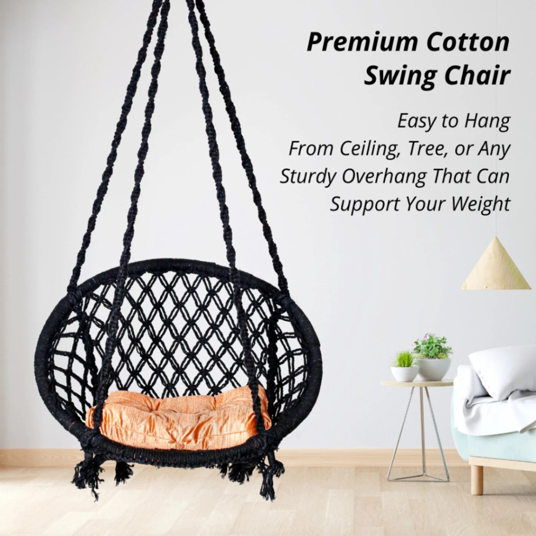 Handmade Round Cotton Swing Chair for Adults &amp; Kids 5