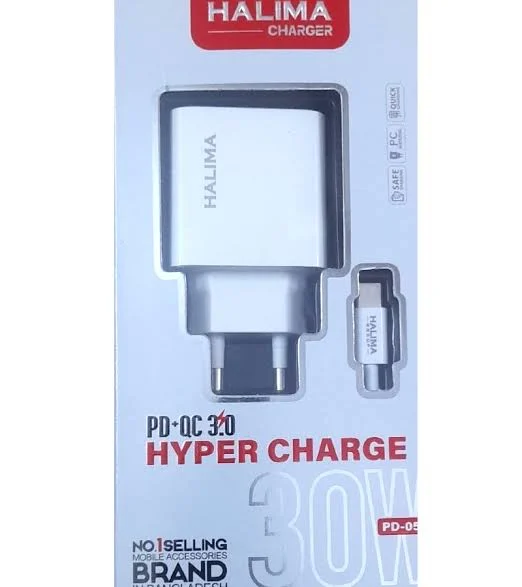 Halima 30W PD+ QC 3.0 Hyper Charger With Fast Charging which Original and Premium Quality 3
