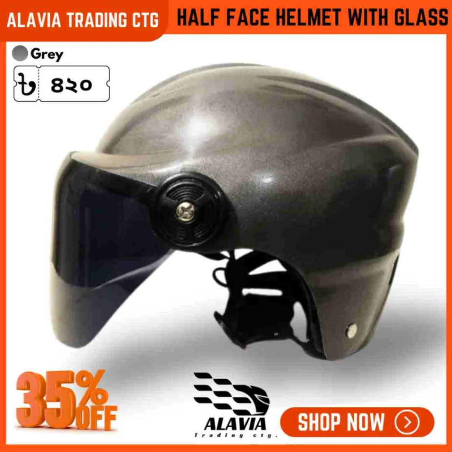Pelion SMS Cap Style Half Face Motorcycle Helmet With glass for Men & Women - Black 2