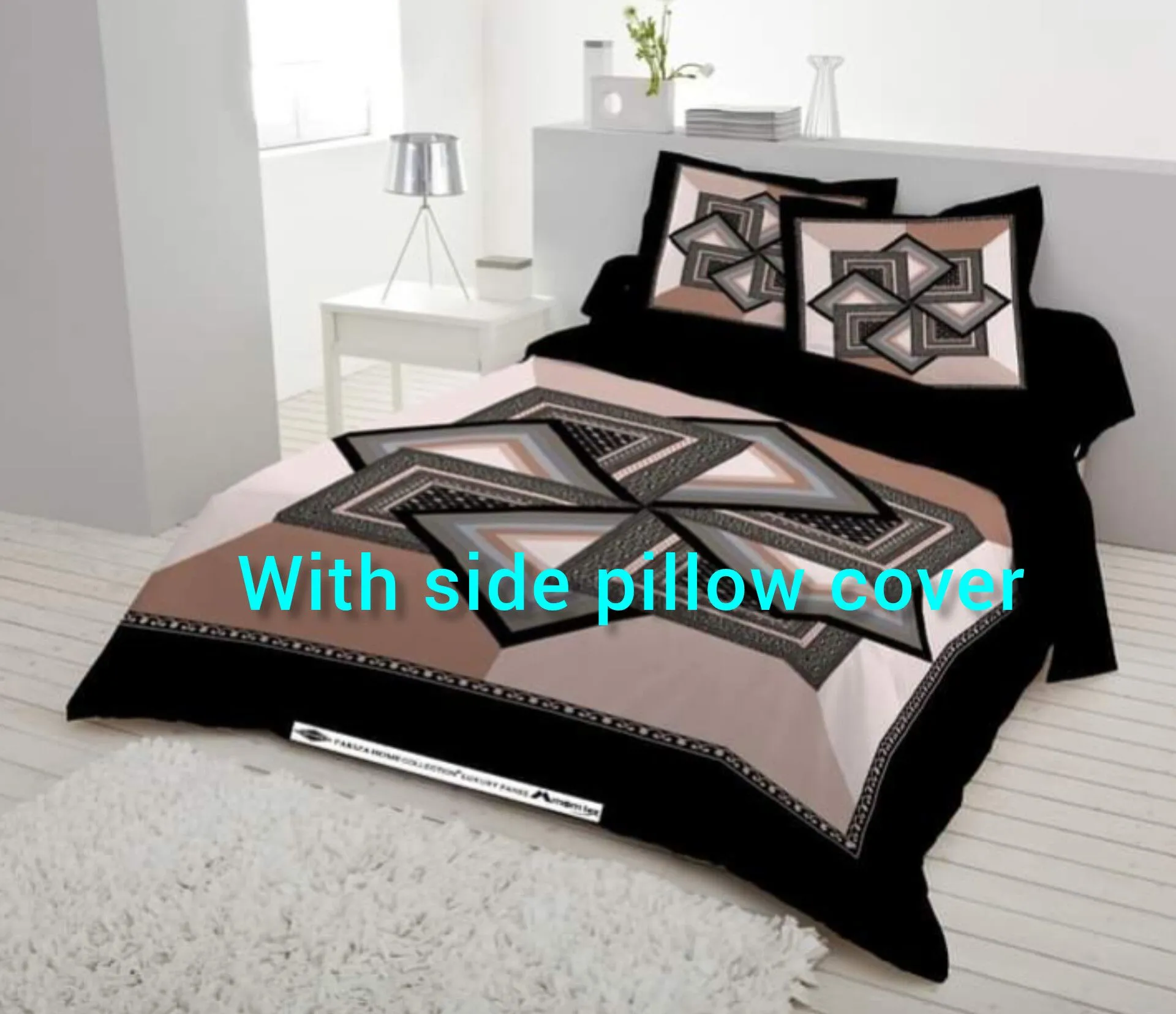best collection luxury cotton double size twill panel bed sheet size 7 5 8 5 King size with two pillow cover 3