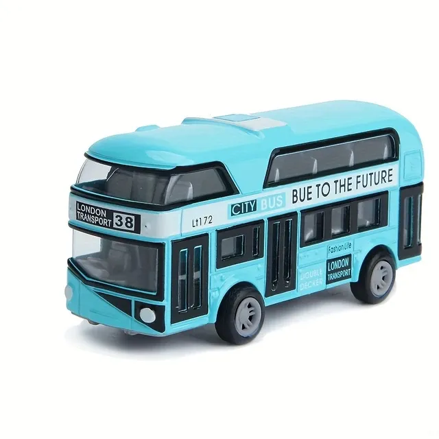 City Bus Sightseeing Double Decker Bus Model Pull Back VehiclesToy Die Cast Pull Back Vehicles Mini Tourist Model Car for Boys 4