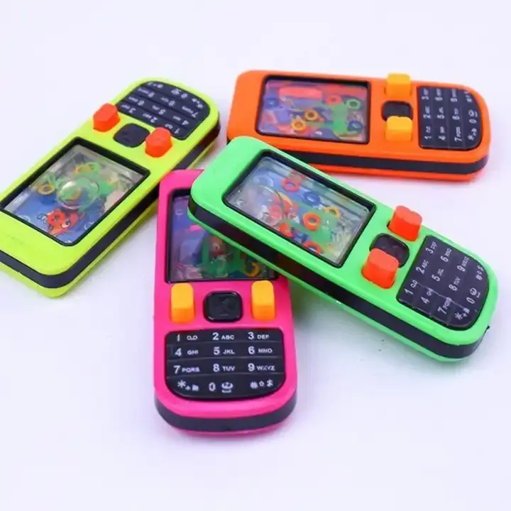 Promotional Kids Classic Toys Cartoon Plastic Colorful Handheld Phone Shape Water Game Mobile Ring 5