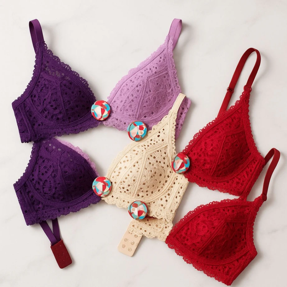 4Piece Comfortable Net Bra Soft Net Bra for Women good quality Mix colour ( ORIGINAL PICTURE ASE) 3