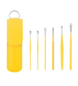 Stainless Steel Ear Cleaner Set With Lather Case - 6 Pieces 4