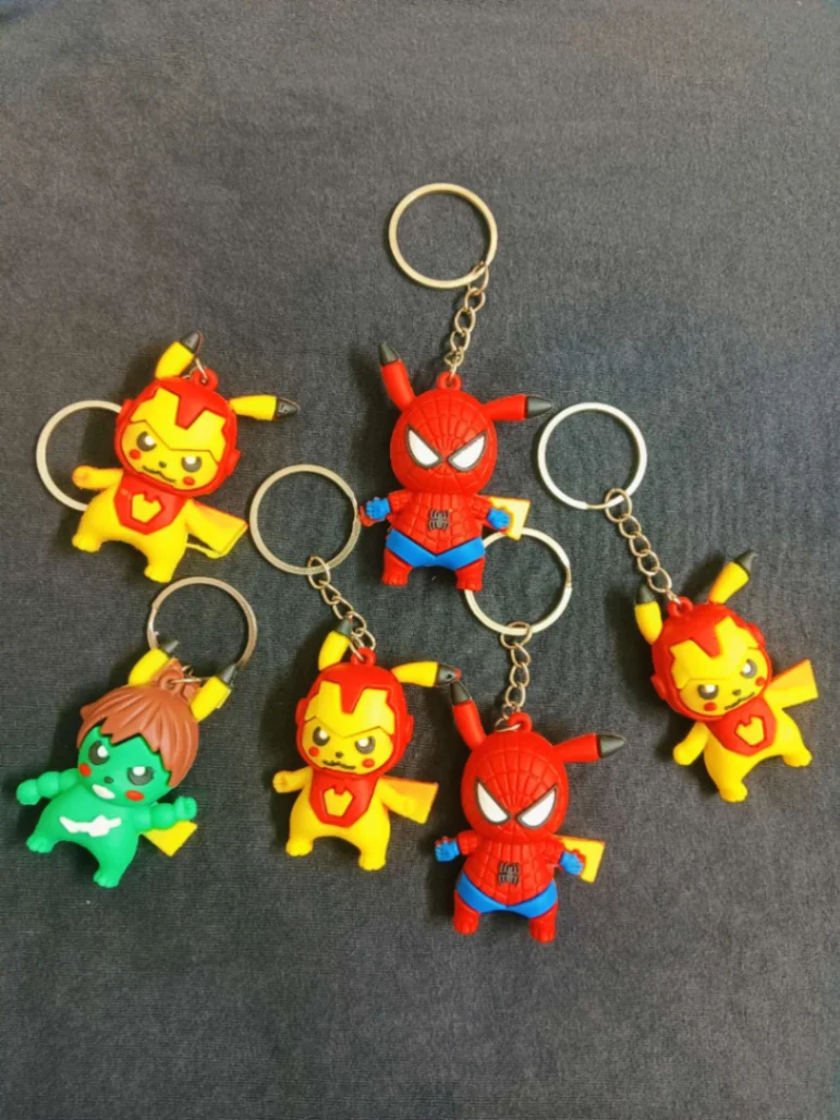 Cute Pokémon Keychains Pikachu superhero keychains for keys, bags 2