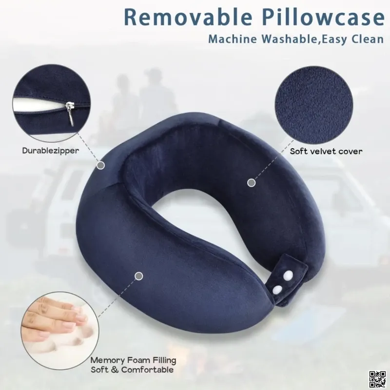 U Shape Neck Pillow, Memory Foam Travel Pillow Comfort Neck Pillow with Head & Neck Support 2