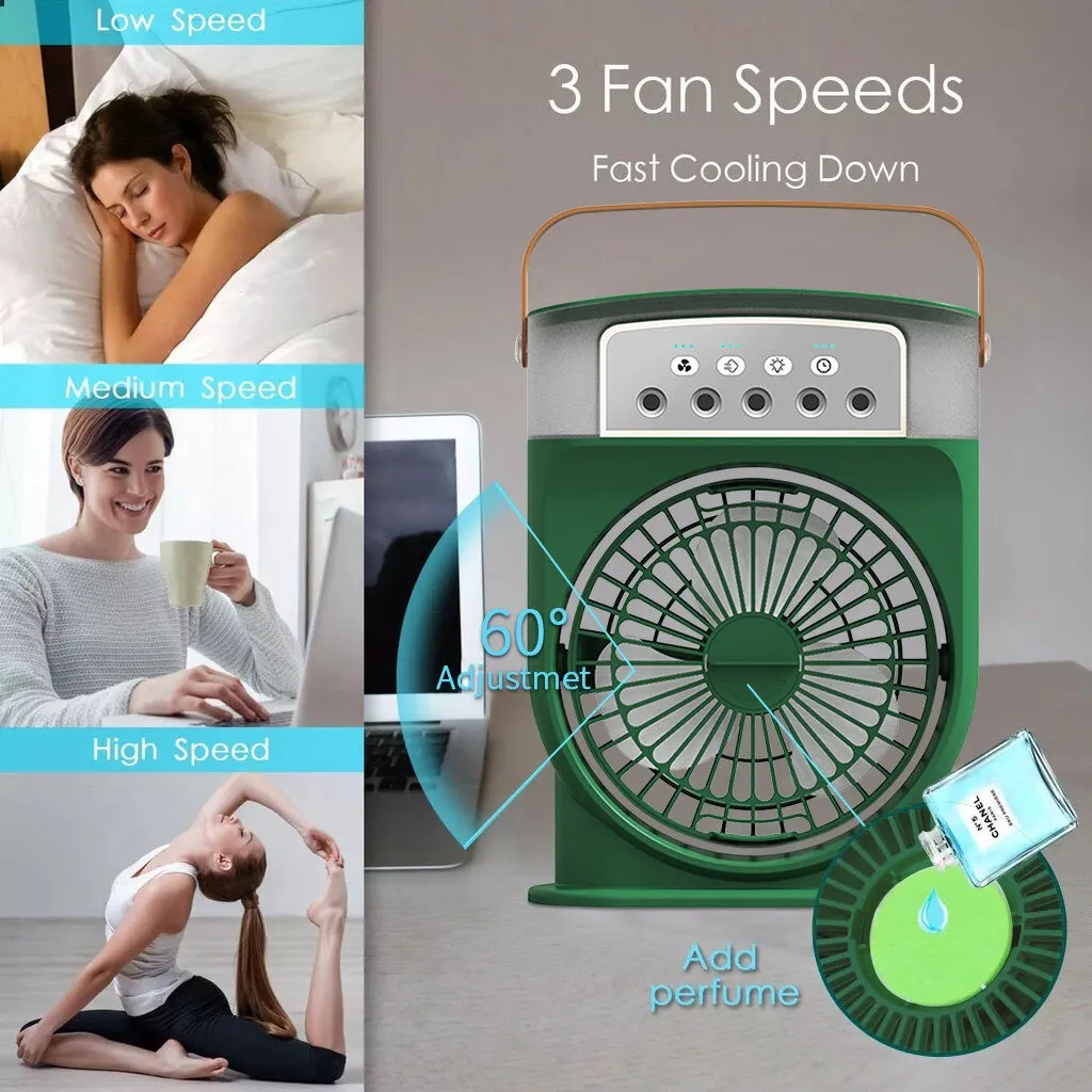 Portable Air Conditioner Fan, USB Portable Air Cooler Fan with LED Light - 3 Speed Misting Desktop Cooling Fan for Office or Home 6