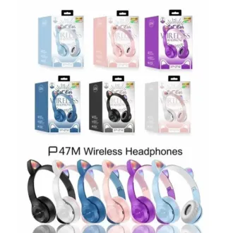 Cute Cat Ear Wireless Headphones P47 Headset Bluetooth HIFI Stereo Headphones Music Earphone Handfree Supports Earbuds TF Memory Card MP3 Player with Microphone for Andorid IOS 3