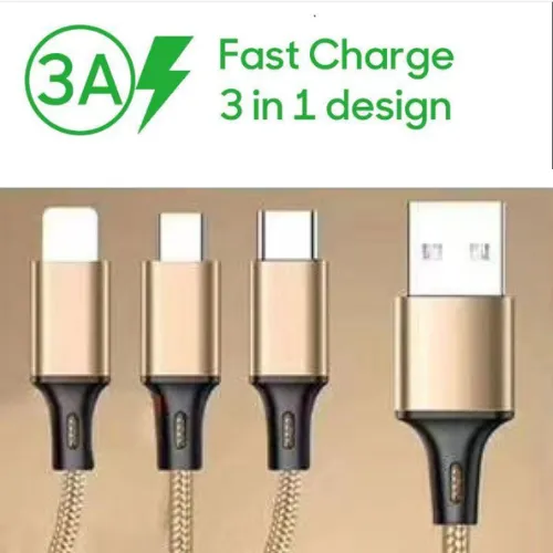 USB Charger Cable 3 In 1 Fast Charging USB Charger Cable / Fast Charging Data Transfer/Compatible with Micro USB, USB-C/Type-C Devices 4