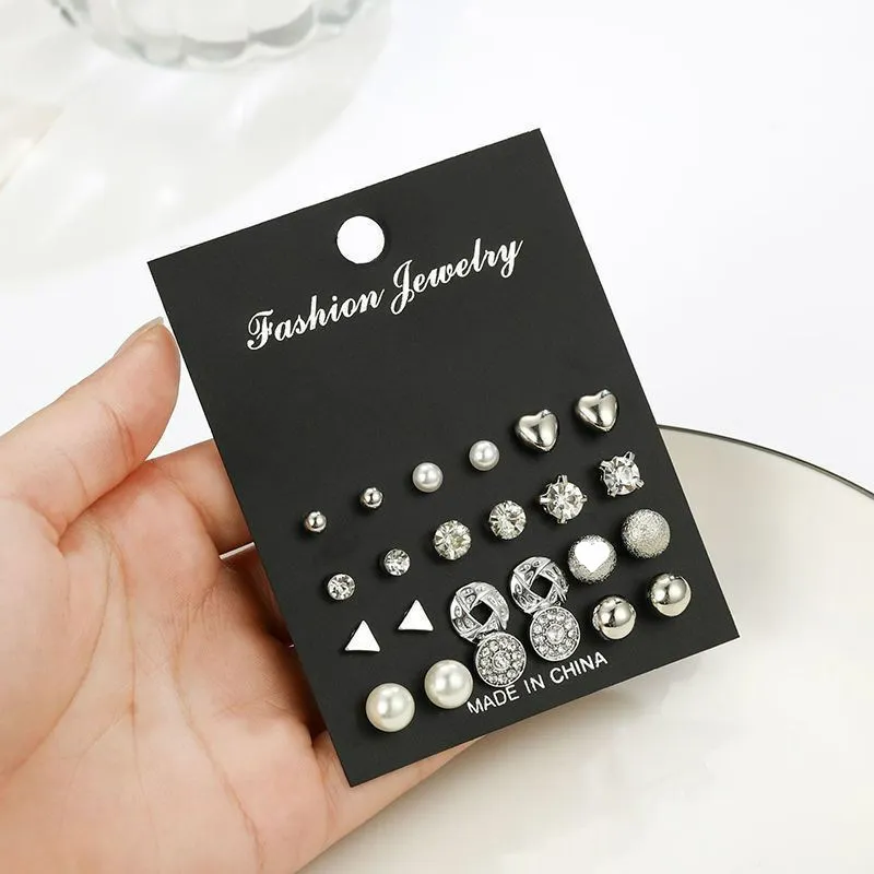 New Trendy 12 Pairs = 24 Pcs Pearl Stud Earrings Set for Women Simple Top - Earrings Set for Women New Collection - Earrings Set 12 Pairs for Girls - Earring for Women - Ear Ring Set 12 Pairs for Girls Stylish/ Earring 12 Pairs Set for Girls Simple 7