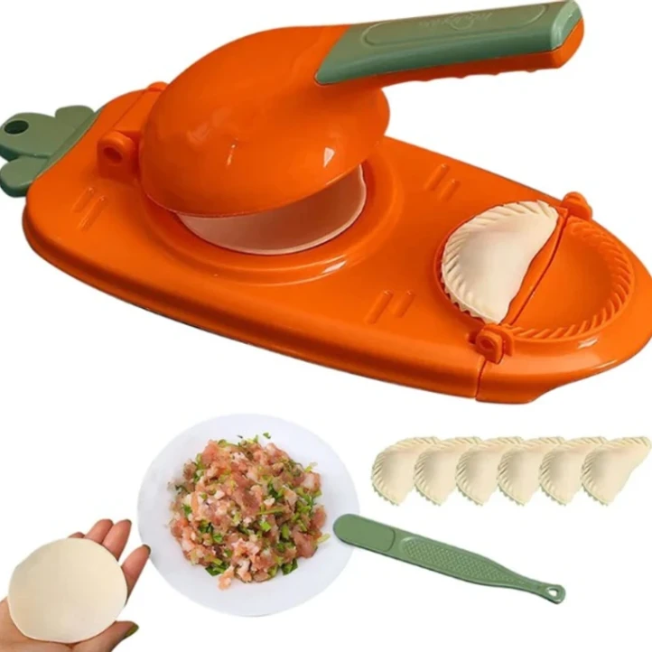 2-in-1 Dumpling Maker Pitha Maker,Dumpling and Pitha Maker Dough Pressing Mold - Orange and Blue 7