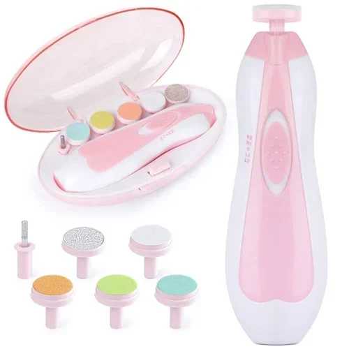 Baby Nail Trimmer Filer for New Born Electric with 6 Grinding Heads Safe for Kids Manicure Kit Nail Clippers Painless Safe Effective 5