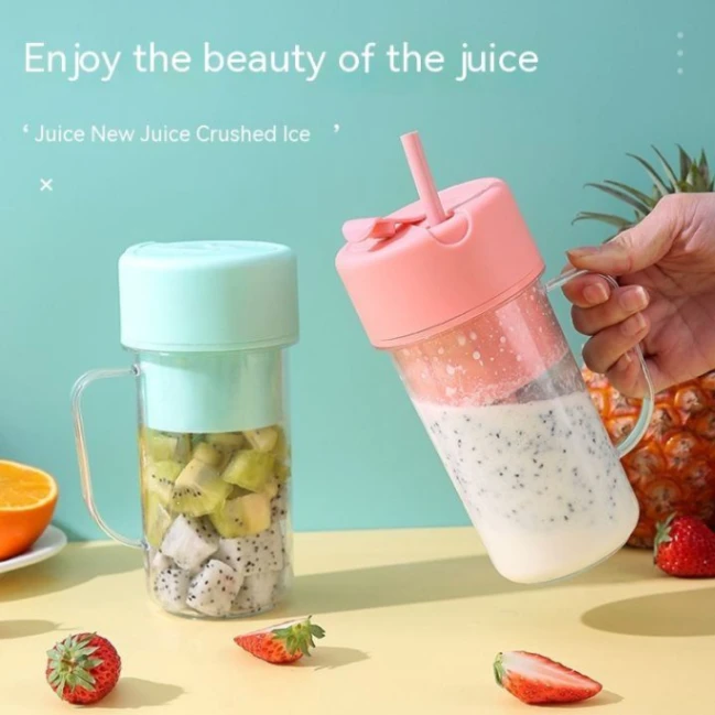 Portable Crusher Juicer With Handle &amp; Straw, USB Rechargeable 6 Blades (500ml) 3