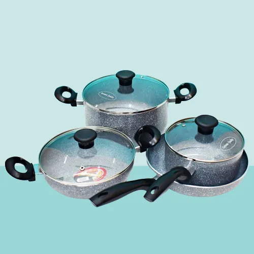 Experience Superior Cooking With Kiam Non Stick 7 In 1 Piece Non Induction Cookware Set Marble Coating Level Up Your Culinary Skills 1
