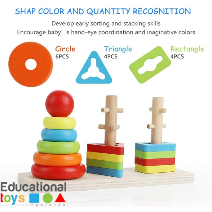 Wooden Rainbow Three Column Sorting Tower – Educational &amp; Interactive Toy for Kids 6