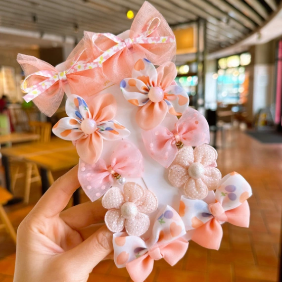 Children&#x27;s Mesh Flower Hairpin Decoration Cute Girl Suit Cloth Does Not Hurt Hair Duckbill Clip Baby Bow Hairpin Lingxue 5