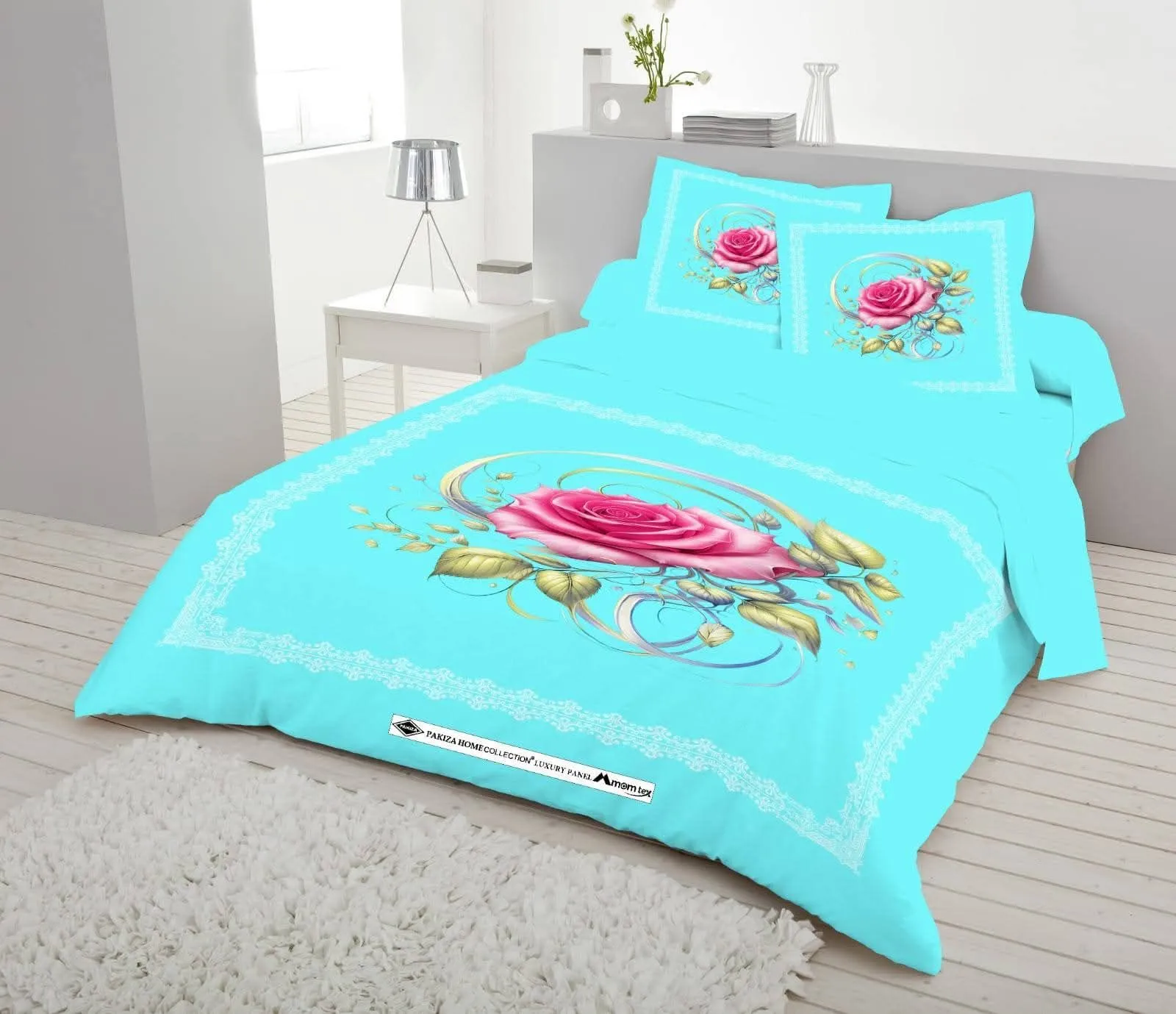 pakiz luxury panel bed sheet king size with two pillow cover 1