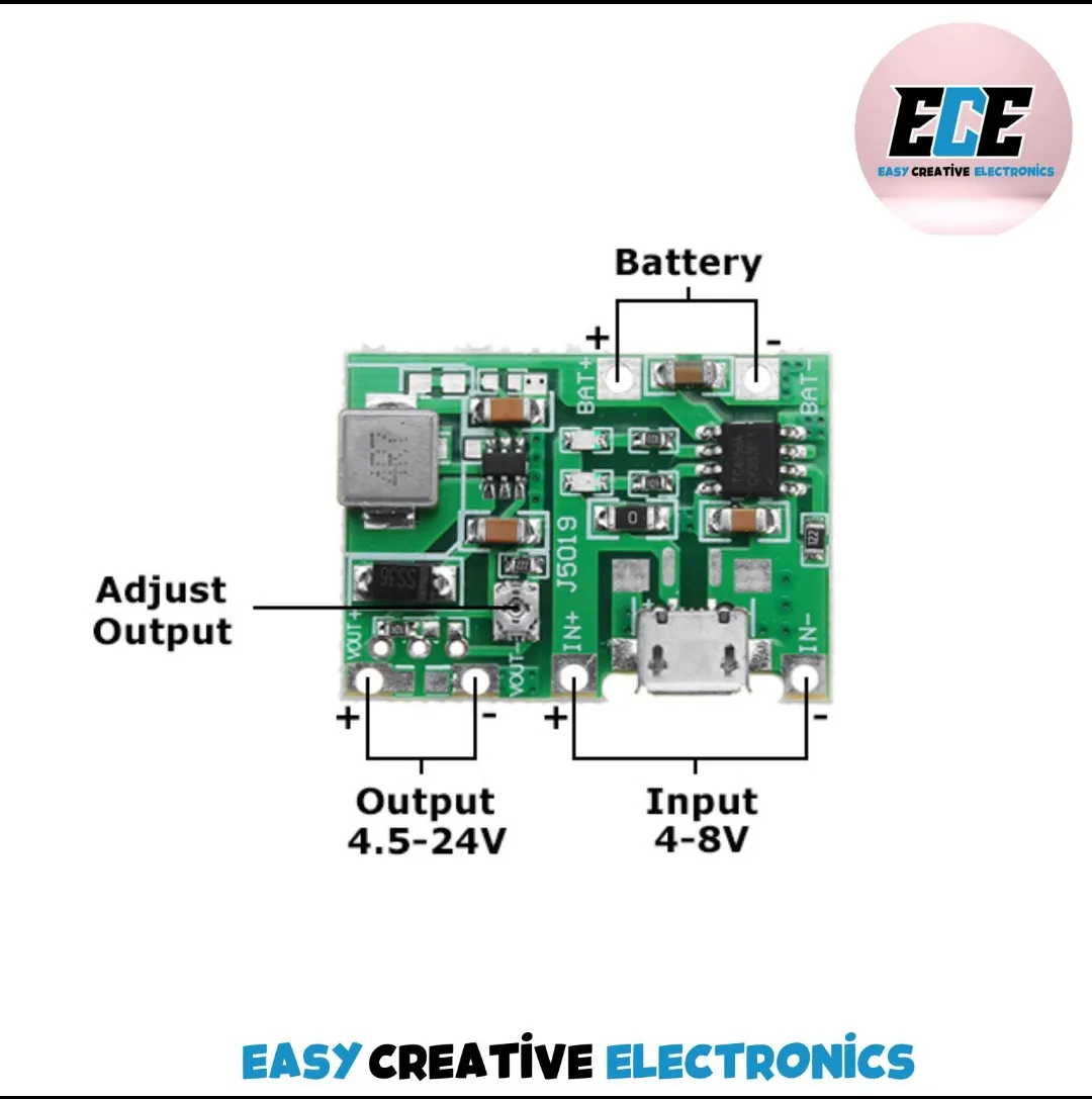 J5019 HW-357 Boost Module DC DC Step Up Adjustable UPS 4.5-8V To 3.7-27V 1A Boost Converter Adapters 3.7V 18650 AAA AA Battery Charger TP4056 3