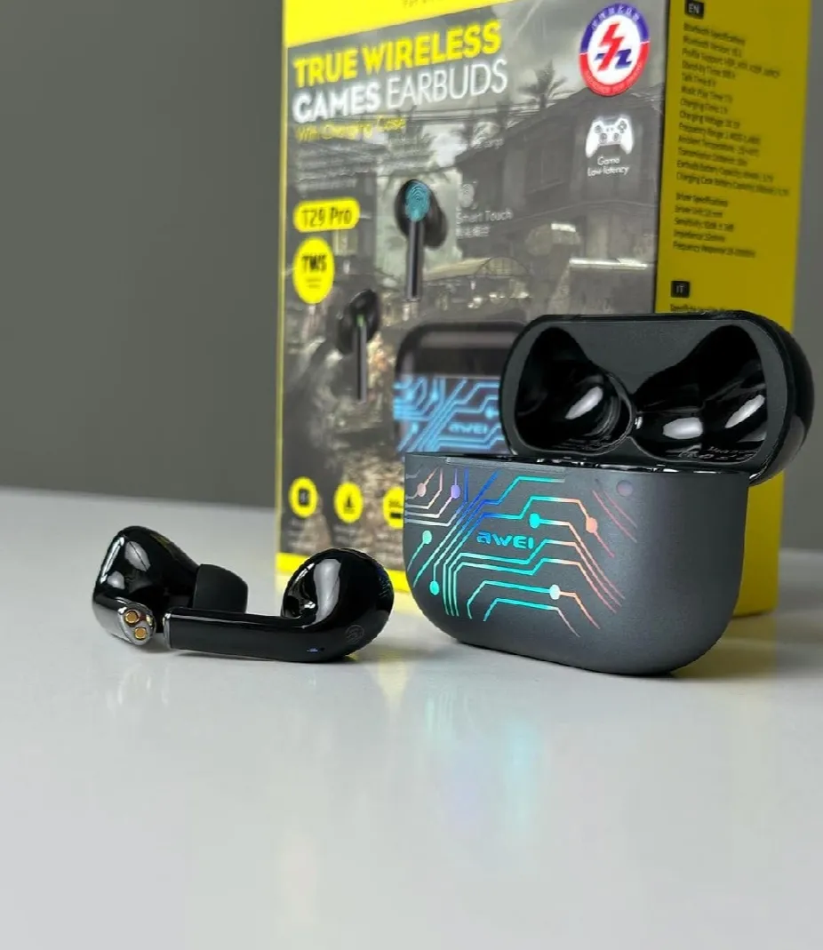 Awei T29 Pro True Wireless Games Earbuds With Dynamic Color Changing Charging Case 4