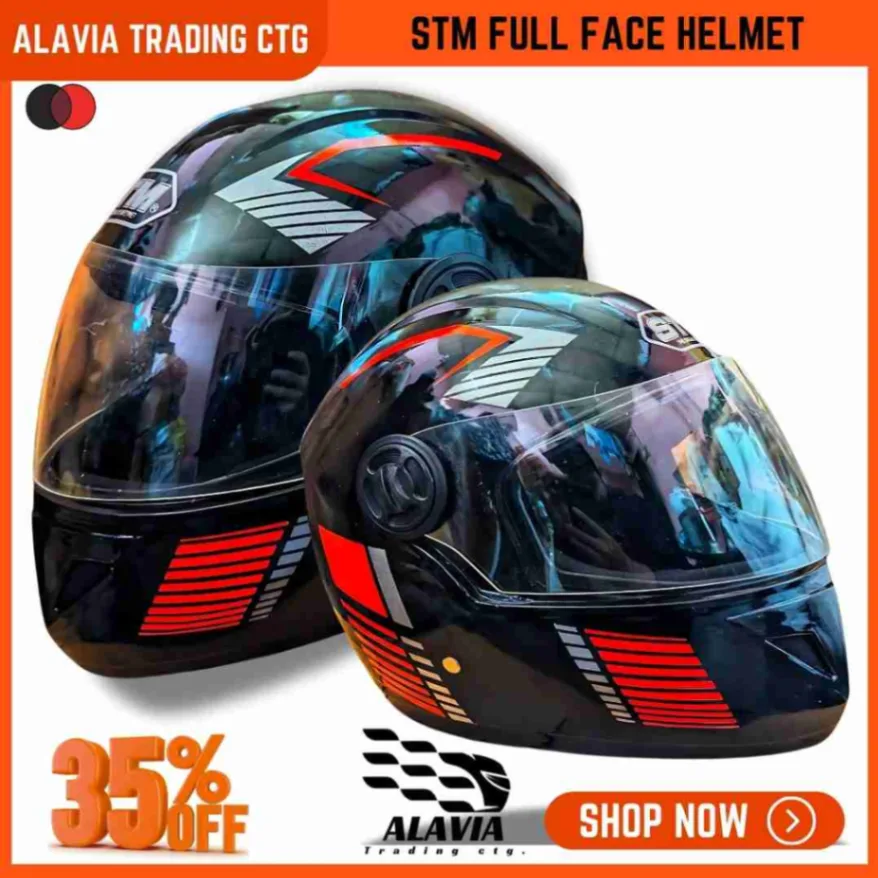 STM Full Face Black & Red Graphics Unisex Motorcycle Helmet 2