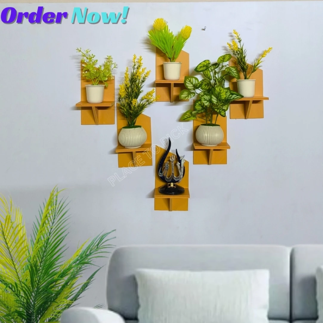 State Wall Shelf Without Flower , Self Adhesive Punch Free Wall Décor (3 Pcs 1 Set) Waterproof And Premium Quality. 5