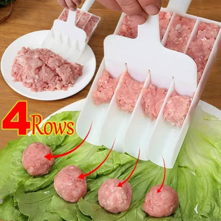 Creative Kitchen Triple Meatball Maker, Meat Ball Scoop with Cutting Spade Ball Maker, None-Stick Meatball Maker Melon Ballers, Fruit and Vegetable Tools Kitchen and Dining 2