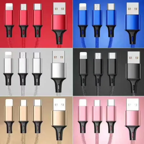 USB Charger Cable 3 In 1 Fast Charging USB Charger Cable / Fast Charging Data Transfer/Compatible with Micro USB, USB-C/Type-C Devices 3