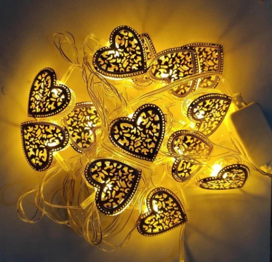 Love Fairy Lights Heart Shaped Decorative Fairy Lights 20 LED, Home Decoration light Love shape, Golden Metal Love Fairy Light 2