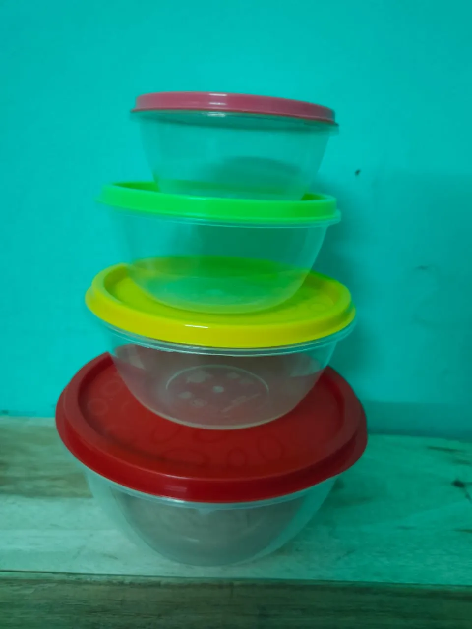 Transparent Plastic Rainbow Food Storage Box Container With Lid 4pcs Set 3