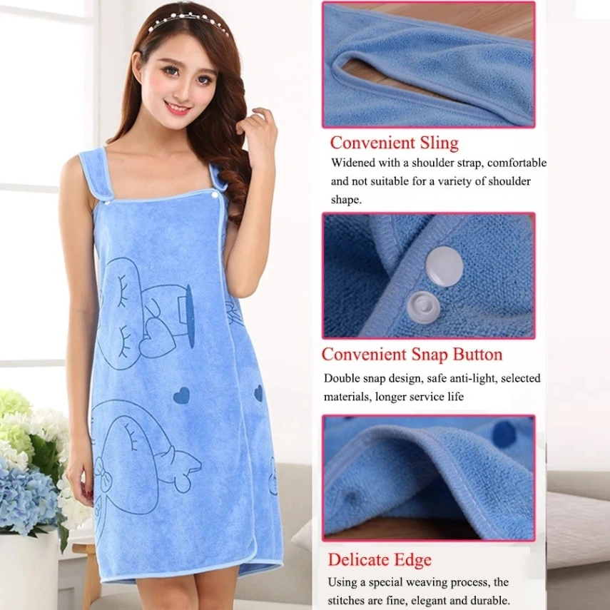 Women Bath Towels, Wearable Dress Beach Adults Bath Gown SPA Sling Robes Home &amp; Nightwear Microfiber Women Bathrobe 2