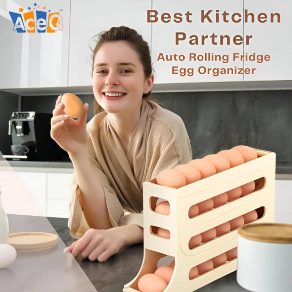 4 layer egg dispenser, Refrigerator Egg Storage 4 Layer Automatically Rolling Eggs Dispenser Space Save Egg Tray For Cabinet Restaurant Kitchen 2