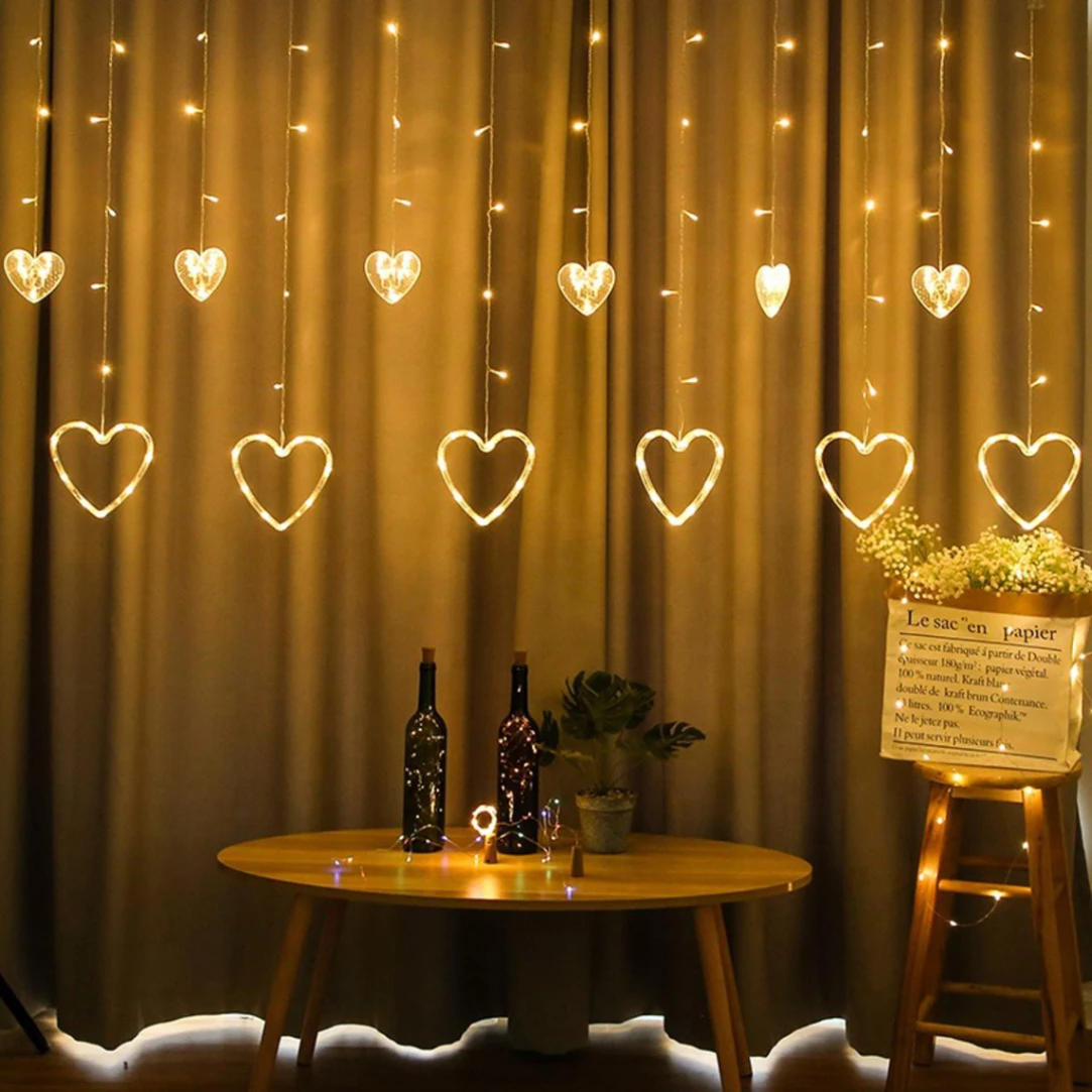 Heart shape Love led curtain light with 8 Flashing Modes For Home Decor Fairy String Light - Room Decoration Light 2