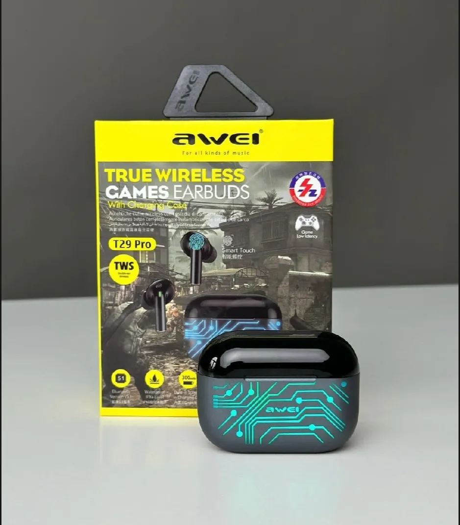 Awei T29 Pro True Wireless Games Earbuds With Dynamic Color Changing Charging Case 2