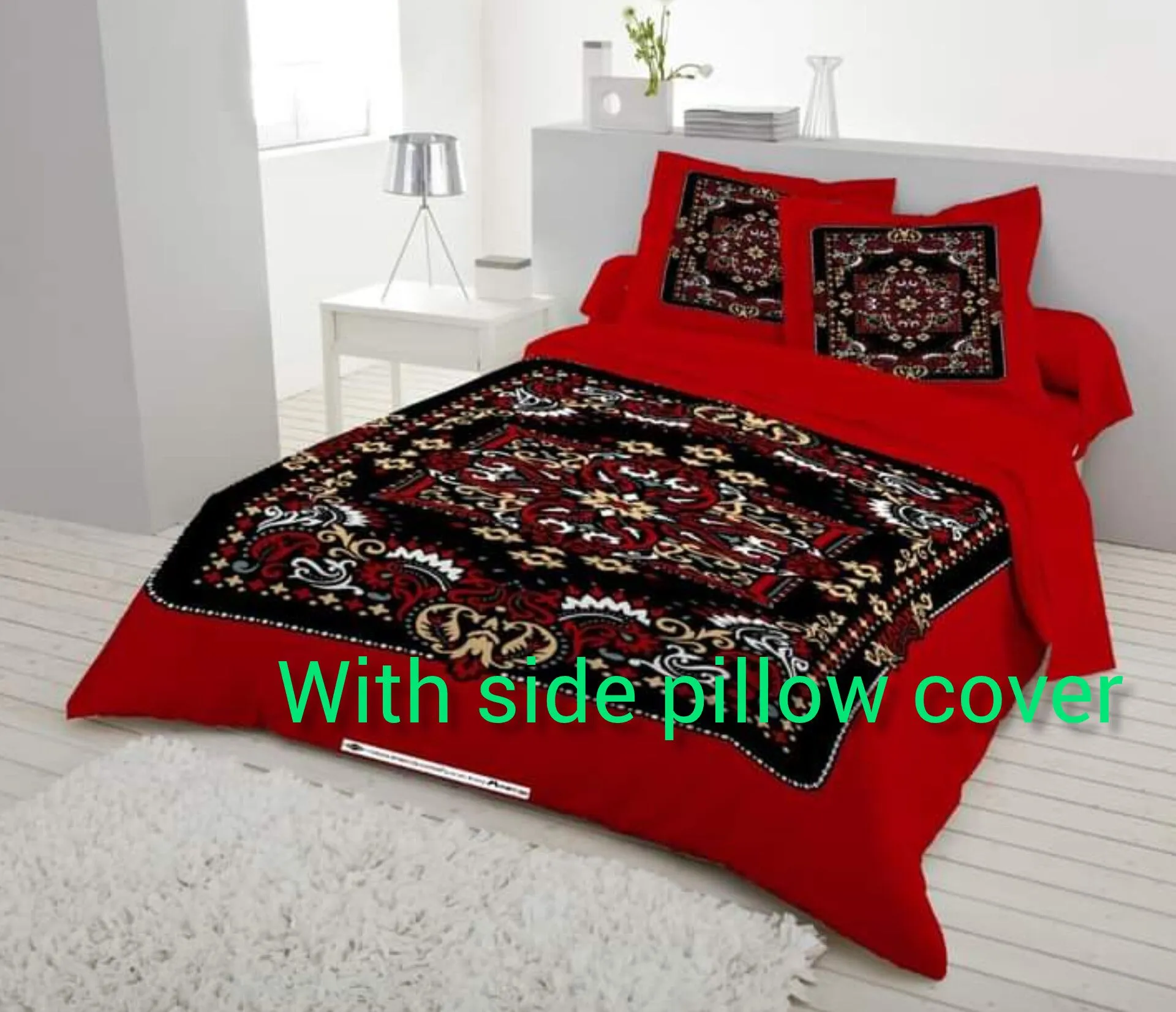 best collection pakiza luxury cotton double size twill panel bed sheet size 7 5 8 5 King size with two pillow cover 1