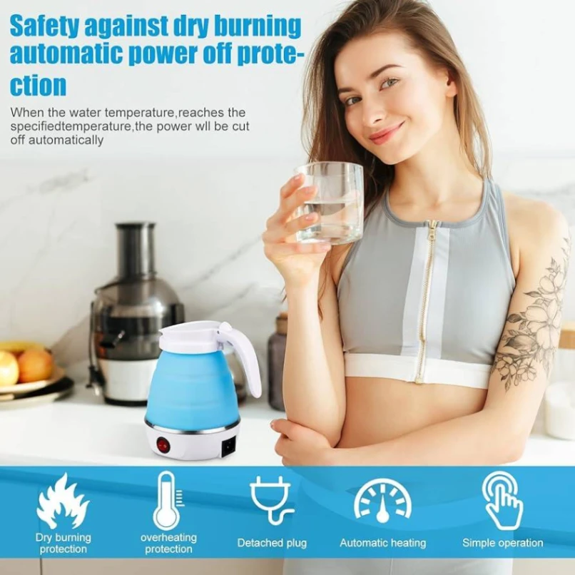 Silicone Foldable Electric Kettle, Portable Mini Electric Kettle for Travel, Electric Water Kettle 2